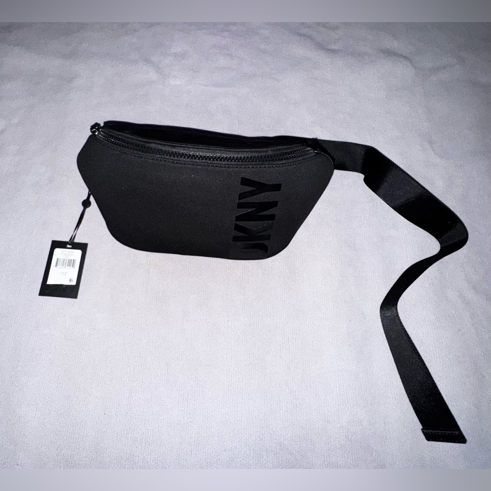 DKNY Black Neoprene Belt / Crossbody Bag